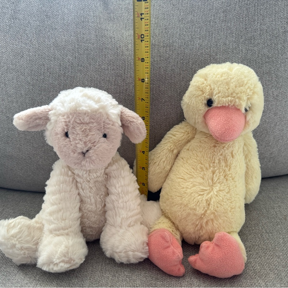 Jellycat Cream lamb and Yellow Du k Stuffed Animal Set
